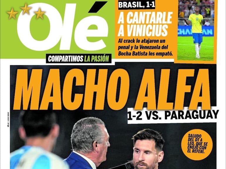 “Macho Alfa”: las portadas de los medios argentinos por el triunfo 2-1 de Paraguay vs. Argentina – Selección Paraguaya