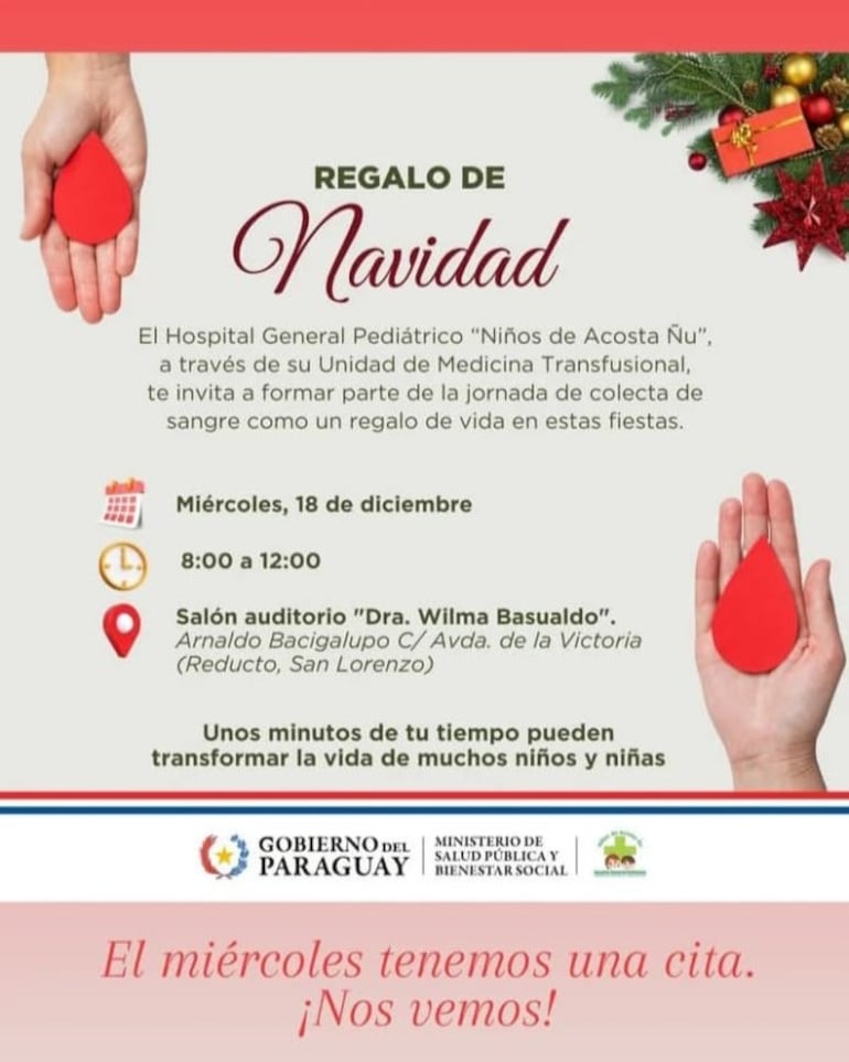 Este miércoles se realiza la jornada de donación de sangre en el Hospital Pediátrico como regalo de las fiestas de Navidad y Año Nuevo
