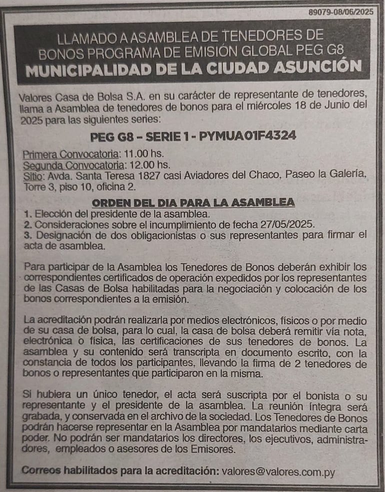 Convocan a asamblea de tenedores de bonos de Nenecho por retraso en el pago