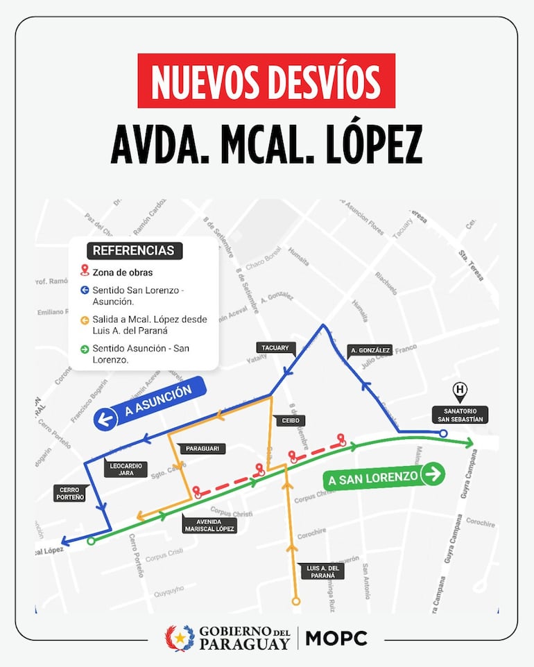 Avenida Mariscal López: implementarán actualización del plan de desvíos