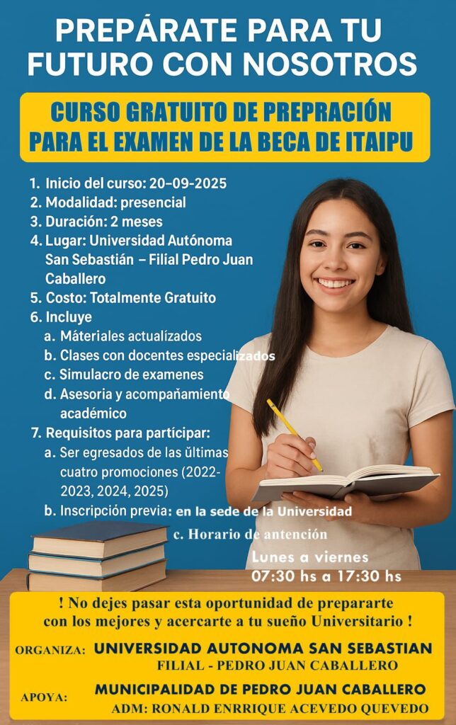 PJC: Cursillo gratuito para jóvenes interesados en becas de Itaipú Binacional