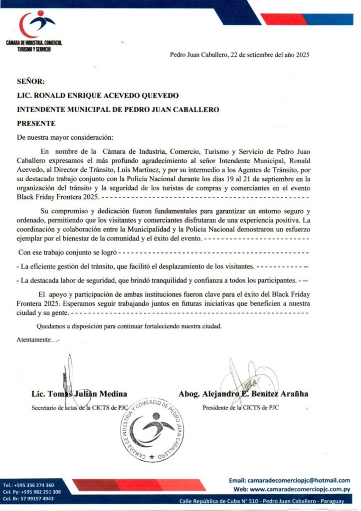 PJC: Agradecimiento de CICTS por éxito del Operativo Black Friday 2025